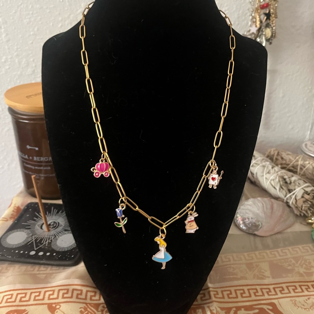 Fantasy gold charm necklace